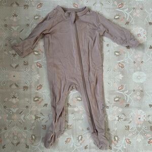 Baby Zip-Up Footed Onesie - Taupe